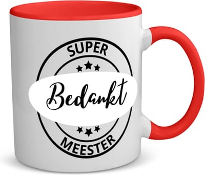 Akyol - super bedankt meester koffiemok - theemok - rood - Meester - een meester - school - verjaardagscadeau - afscheidscadeau - kado - gift - 350 ML inhoud