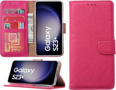 Samsung Galaxy S23 Plus hoesje - Portemonnee Cover - Bookcase met pasjeshouder - Pink