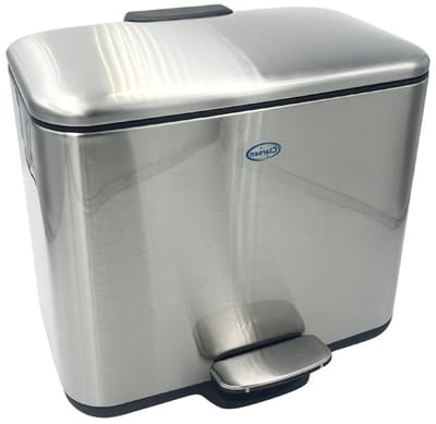 Badkamer afvalemmer - Duo prullenbak - Afval scheiden - Soft-close deksel - 2 x 3 liter - Zilver