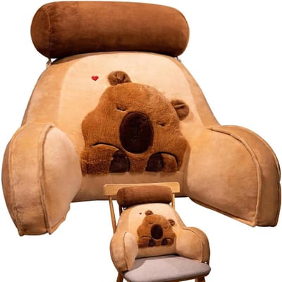Leeskussen Rugsteun - Bedkussen Lezen - Ontspannen Zitten - Capybara Design - 60 x 40 cm - Bruin
