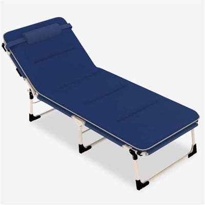 Metalen Ligstoel - Opvouwbaar Zonnebed - Ontspannen Buiten - Verstelbare Rugleuning - 193 x 68 cm - Marineblauw