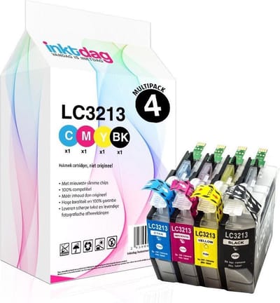 Inktdag inktcartridges voor lc3213 brother inktpatronen, LC3213XL multipack van 4 kleuren voor Brother MFC-J491DW, MFC-J497DW, DCP-J572dw, MFC-J890DW, MFC-J895DW, DCP-J772DW ,DCP-J774DW