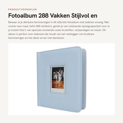 Dailygoods- Fotoalbum 288 Vakken - Lederen Omslag - Transparante Binnenpagina's - Mini Foto's - Personaliseerbaar - Elegant Tafelstuk - Instant Fotoalbum