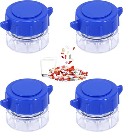 Effectieve Tablet Crusher Set, 4 Stuks - Pill Mill voor Eenvoudig Verpulveren van Medicijnen, Ideaal voor Kleine en Grote Tabletten met Opbergbox en Splitsfunctie