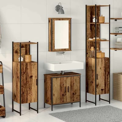 vidaXL - Badkamermeubel - Set - 4 - st - Bruin - 33 - x - 33 - x - 185,5 - cm - Bewerkt - hout