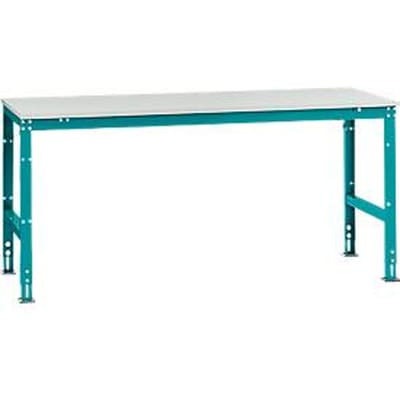 Manuflex werktafel UNIVERSAL Standaard, 2000 x 1000 mm, melamine lichtgrijs, waterblauw