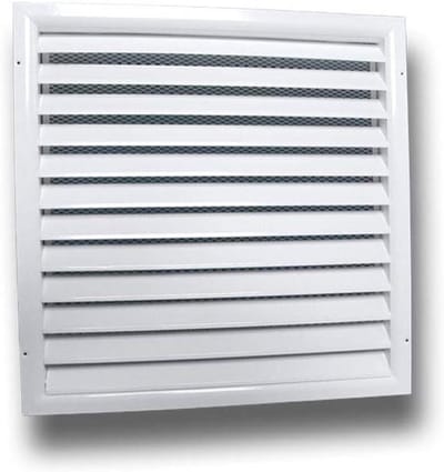 Inbouwventilatie rooster - Afvoer rooster weerbestendig - Lucht afvoeren buiten - Vaste regenafstotende lamellen - 300 mm hoogte - Wit