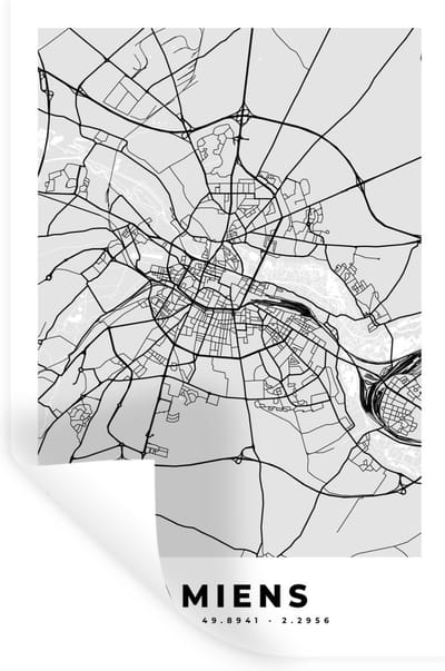 Muurstickers - Sticker Folie - Frankrijk - Amiens - Stadskaart - Plattegrond - Kaart - 20x30 cm - Plakfolie - Muurstickers Kinderkamer - Zelfklevend Behang - Zelfklevend behangpapier - Stickerfolie