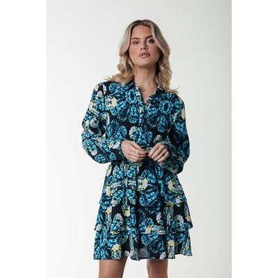 Colourful Rebel Sacha Digital Flower Shirt Dress Ls Light Blue Size: XS | Shirt Dresses Outlet | Dames | Blauw