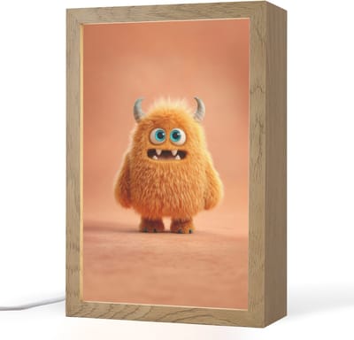 Nachtlampje 20x30 cm - Kinder lampje - Monster - Knuffel - Oranje - Tafellamp kinderkamer - Slaapkamer lamp - Bedlamp kinderen - Kinderlampje stopcontact - Wandlamp babykamer - Nachtlampjes