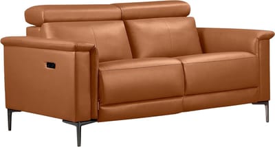 Lund - 2-zitsbank met 1 elektrische fauteuil in Cognac PU (97 x 160 x 100 cm)