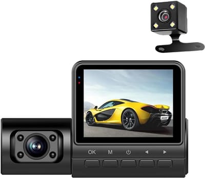 3-weg Dashcam 1080p met Nachtzicht en Bewegingsdetectie