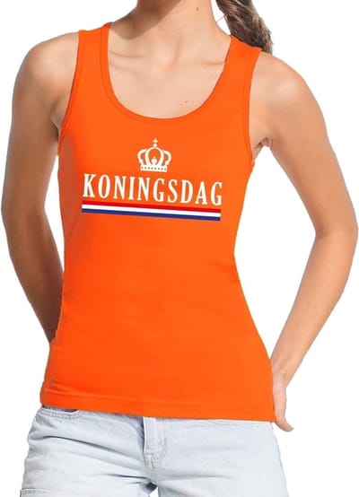 Oranje Koningsdag vlag tanktop / mouwloos shirt voor dames - Koningsdag kleding S
