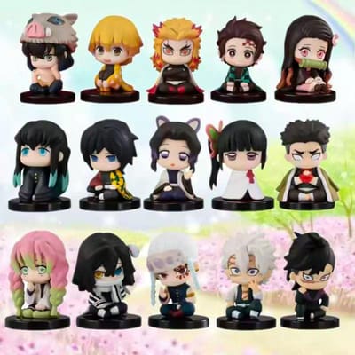 Modèle Jouet Demon Slayer Anime Kimetsu No Yaiba Version Q Assis Tanjiro Nidouzi Inosuke Zenizu Figurine PVC Modèle Poupée Cadeaux