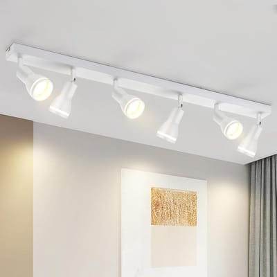 Glitzerlife - Plafondspot Plafondlamp - 6xGU10 Draaibaar en Kantelbaar - Moderne Opbouwspot - Ø83cm - Wit Metaal Acryl