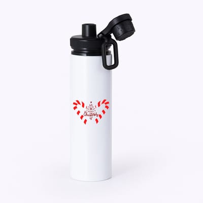 Hacebo® - Kerst we wish you a merry christmas waterfles met draaidop zwart - Kerstmis - Kerst beker - winter - kerst - christmas - kerst cadeau - water fles - 850ML