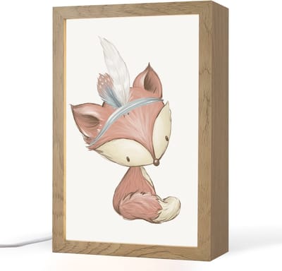 Nachtlampje 20x30 cm - Kinder lampje - Vos - Dier - Bosdieren - Tafellamp kinderkamer - Slaapkamer lamp - Bedlamp kinderen - Kinderlampje stopcontact - Wandlamp babykamer - Nachtlampjes