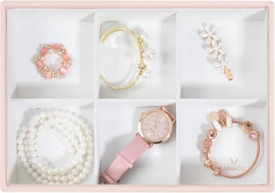 Sieradenhouder Organizer met Deksel - Roze, Stevig Houten Frame voor Oorbellen, Ringen en Kettingen - Ideaal Cadeau