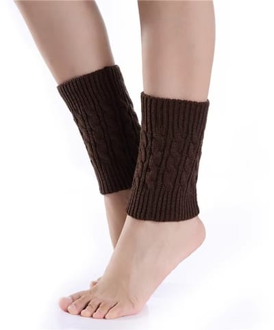 Dames Gebreide Winter Beenwarmers – Korte Laarsmanchetten & Voetwarmers voor Leggings, Mode Winter Accessoires-BRUIN