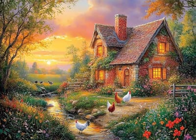 1000 Stukjes Puzzel - Vrolijke Boerderij 70x50 cm - Uitdagend Karton Puzzelspel voor Volwassenen en Kinderen