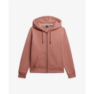 Superdry Athletic Essentials Logo Zip Hoodie Pink Grootte: 40