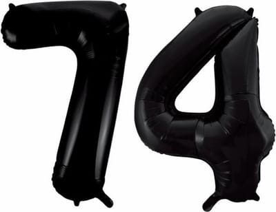 Folieballon 74 jaar zwart 86cm