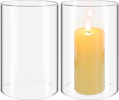 Set van 2 Transparante Windbestendige Kaarsen Paraplu's voor Pillar Kaarsen - Decoratie voor Woonkamer, Bruiloft en Vintage Stijl
