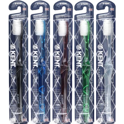 Kent, brosse à dents ultra douce, saphir, 5 brosses à dents gray