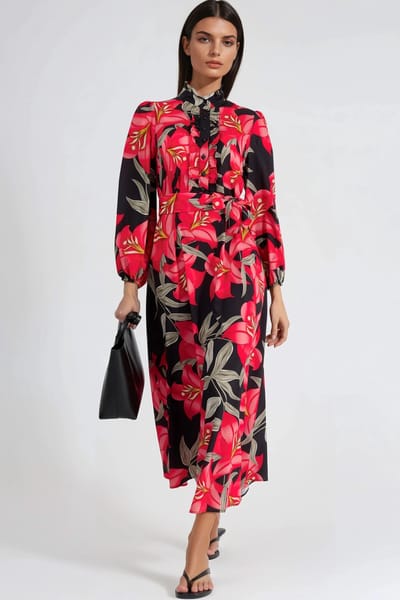 Floral Maxi-jurk met Strikdetail