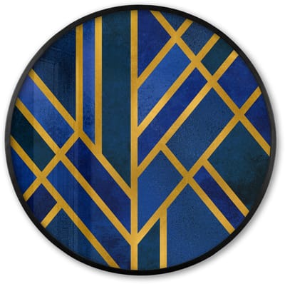 Poster in lijst Rond - Fotolijst 60x60 cm - Posters - Goud - Blauw - Design - Luxe - Ronde posterlijst zwart - Decoratie - Wanddecoratie woonkamer - Muurdecoratie slaapkamer