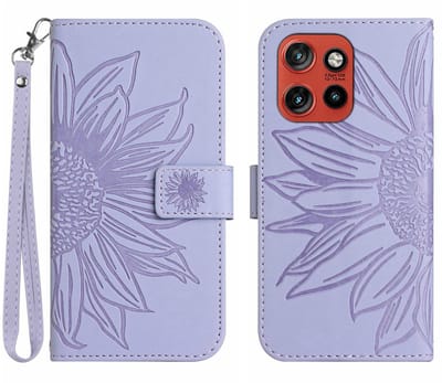 Coverup Hoesje - Geschikt voor Motorola Edge 60 Neo Hoesje - Coverup Zonnebloem Book Case met Koord - Lavendel