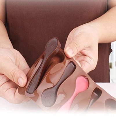 Akyol - Chocolade Lepel - siliconen vorm voor ijsblokjes chocolade fondant - Bakken - Keukenaccessoires -siliconen chocolade lepel- - Koken - Chef - Taarten - Cadeau - Chocolate spoon
