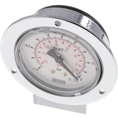 -1..0 Bar Paneelmontage Manometer Staal/Messing 63 mm Klasse 2.5 (Voorflens) - MW-1063SH-FP