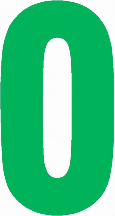 Cijfersticker nr. 0 GROEN 10x5cm, plakcijfer, huisnummersticker, containersticker, magazijn sticker, showroom, tuincentra