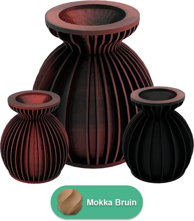 Elin moderne vaas – Decoratieve vaas - Mokka Bruin - 3d geprinte vaas – geschikt voor droogbloemen - 20CM