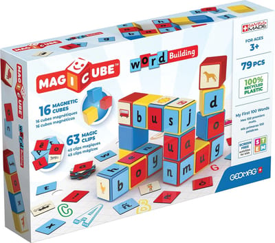 Geomag MagiCube Mijn Eerste 100 Woorden Recycled - Magnetische Leerblokken - 79-delig - Vanaf 3 jaar