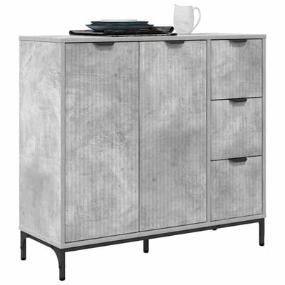 vidaXL - Dressoir - Beton - Grijs - 89,5 - x - 33 - x - 82 - cm - Bewerkt - hout
