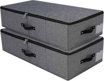 Opvouwbare opbergmanden voor onder het bed - 2 stuks - Duurzaam en praktisch voor kleding, schoenen, speelgoed en meer - Zwart/grijs