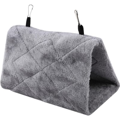 Zachte Pluche Hangmat Kooi Tent voor Vogels Papegaai Winter Warm Bed Huisdier Speelgoed S grijs