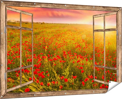 Gards Tuinposter Golf bij Zonsondergang - 60x40 cm - Tuindoek - Tuindecoratie - Wanddecoratie buiten - Tuinschilderij
