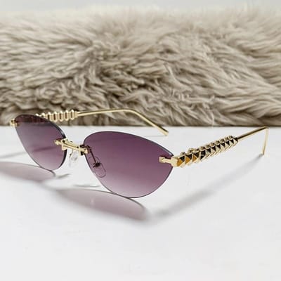 Nieuwe Cat Eye Randloze Zonnebril Dames Luxe Mode Ovaal Smal Zonnebrillen Tinten Trendy Elegante Unieke Brillen As picture