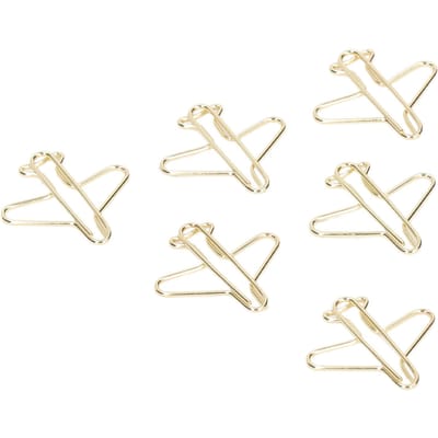 100 stuks Paperclips Draagbaar Anti-roest Elektroplating Goud Schattige Vliegtuigvormige Metalen Paperclip voor