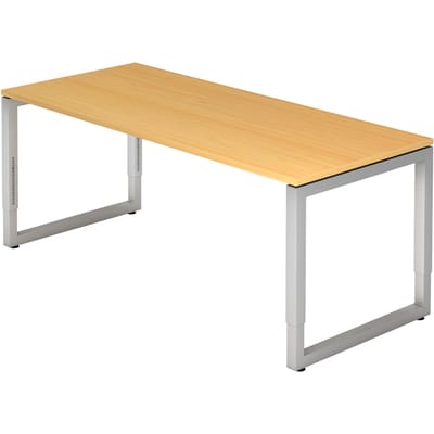 REGO 19 S | Bureau - 180 x 80 Beuken/Zilver Tafelhoogte I In hoogte verstelbaar