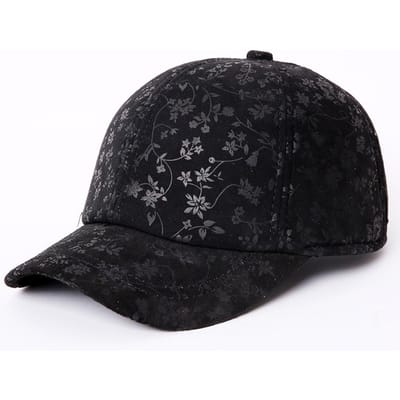 Casquette de baseball d'extérieur pour homme Chapeau chaud en peau de mouton pour adulte Casquette en cuir imprimée pour homme Casquette à visière de loisirs pour étudiants Réglable B-7262 M black