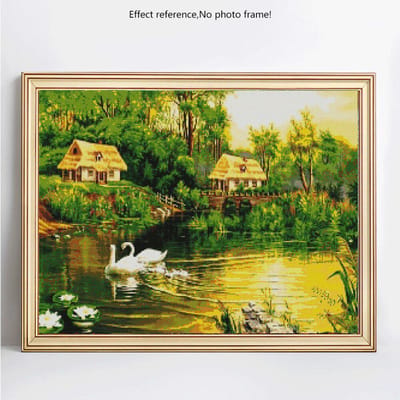Volledige ronde diamantmozaïek landschap 5D Diy diamant schilderij landschap diamant borduurwerk 20X30 black