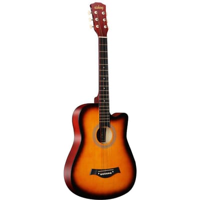 38'' Full Size Volwassen 6 Snaren Cutaway Folk Akoestische Gitaar voor Studenten Beginners (Zwart)