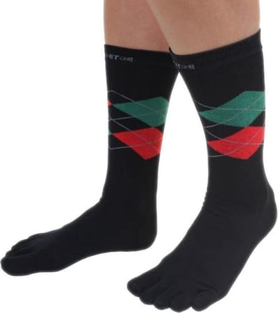 TOETOE Everyday Mid-Calf Heren teensokken - Zwart/Groen - 41-48 - Teensokken