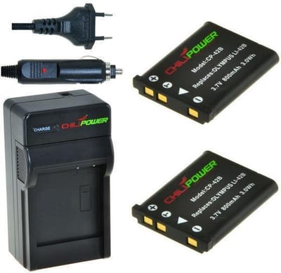 2 x Li-40B / Li-42B accu's voor Olympus - inclusief oplader en autolader - Origineel ChiliPower