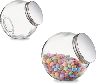 2x Glazen voorraadpotten/snoeppotten 1200 ml en 2200 ml - Zeller - Keukenbenodigdheden - Bewaarpotten/voorraadpot - Snoeppot - Voedsel bewaren