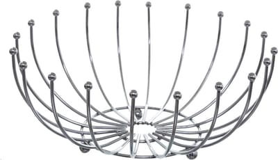 Secret de Gourmet Fruitschaal - zilver - metaal - 32 cm - rond - fruitmanden - Draadmand van metaal